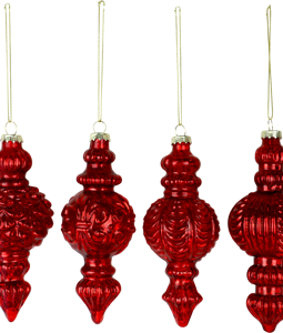 6574 GLASS ORNAMENTS RUBY SHINE S/4